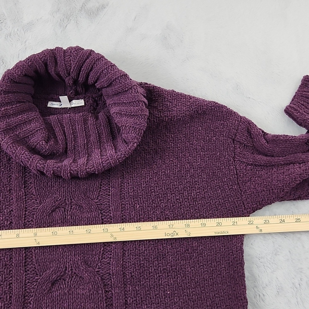 Seven7 Chunky Knit Sweater Women’s Small Purple Turtleneck Cable Knit Cozy - Picture 11 of 12